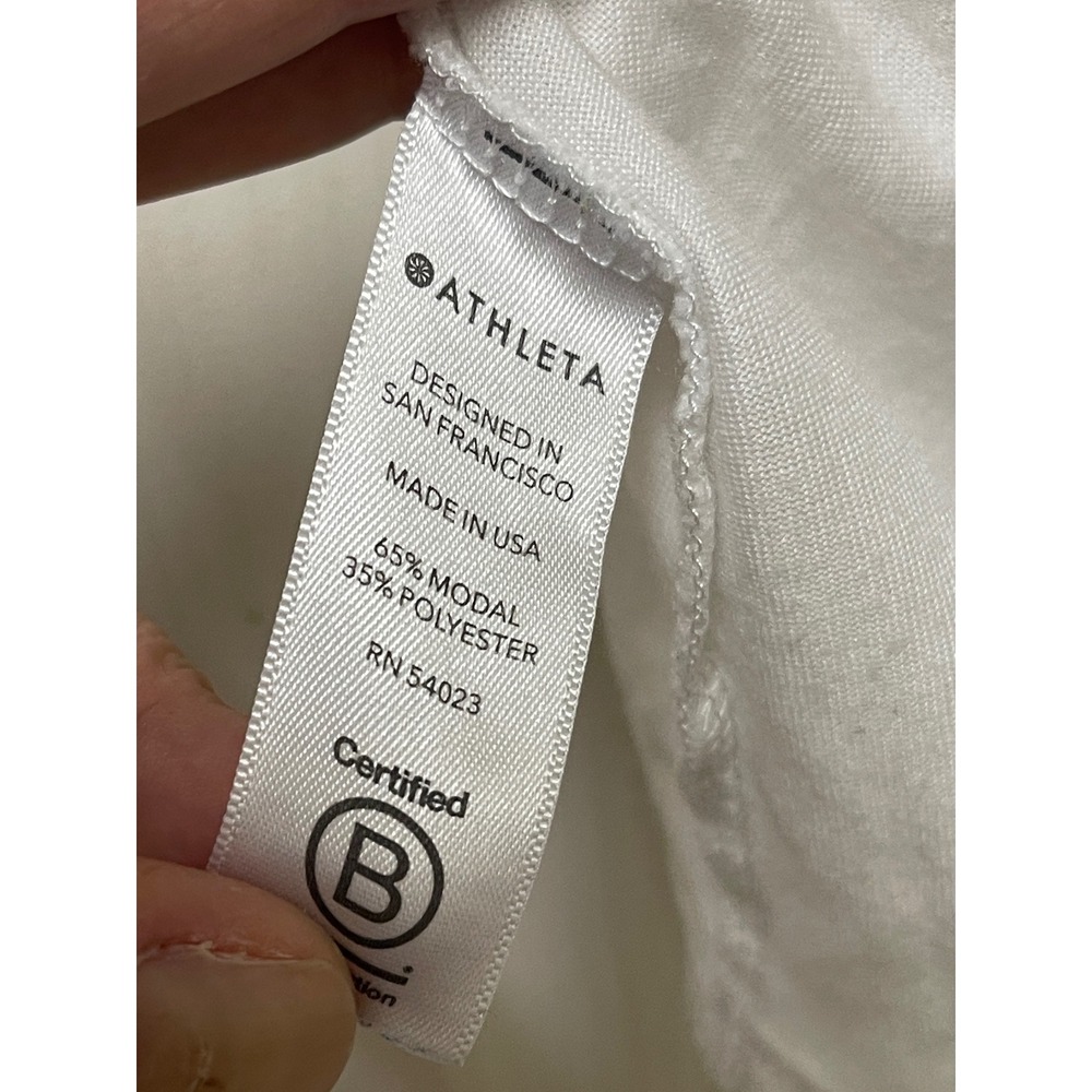 Athleta Womens Large White Draped Tee Modal Blend Short Sleeve Casual Top - Picture 8 of 11
